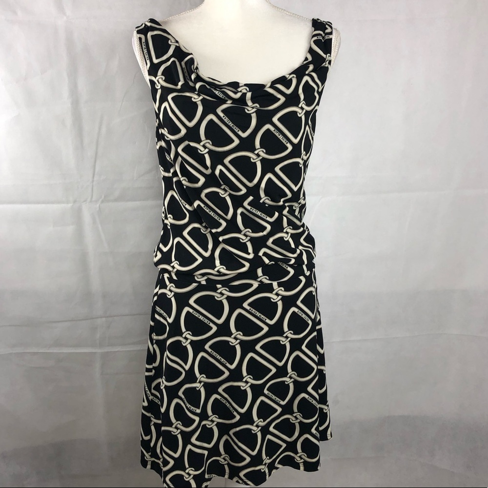 White House Black Market Black and White Midi Dress